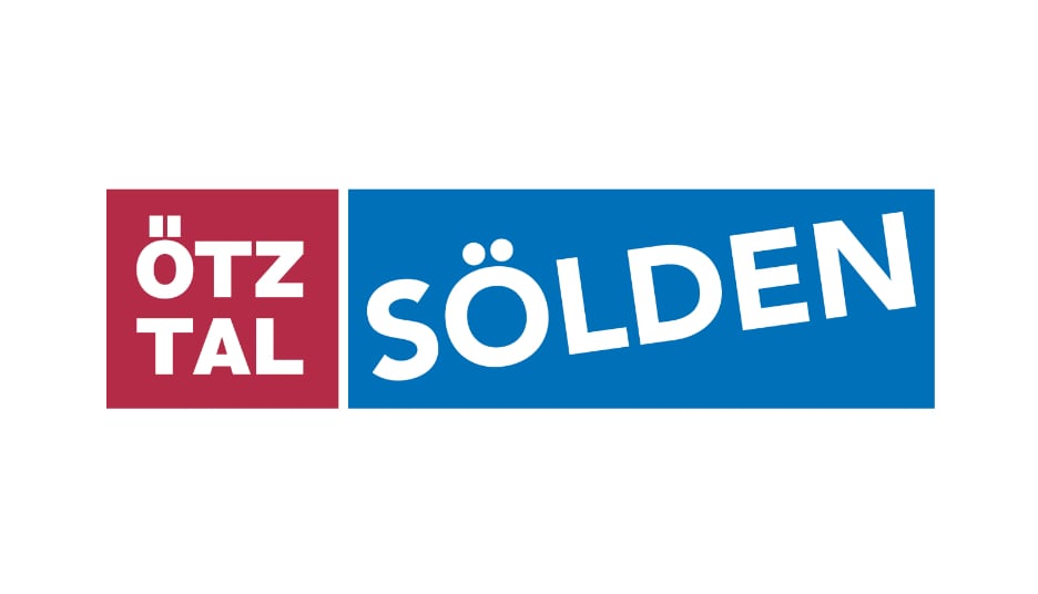 Logo mit rot-blauem Hintergrund. Im roten Bereich links steht „ÖTZTAL“, im blauen Bereich rechts „SÖLDEN“.