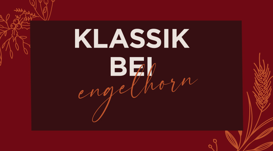 Text "Klassik bei engelhorn" mit rotem Hintergrund